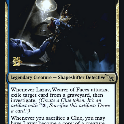 Lazav, Wearer of Faces [Murders at Karlov Manor Promos] Prerelease Foil