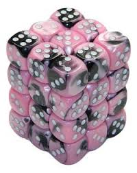 Chessex Gemini Black-Pink/White 12mm D6 Dice Block