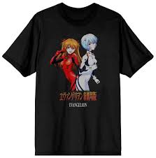 Neon Genesis Evangelion - Eva 02 Eva 00 Kanji Logo On Black Tee