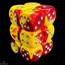 Chessex Gemini 12D6 RED-YELLOW/Silver 16MM