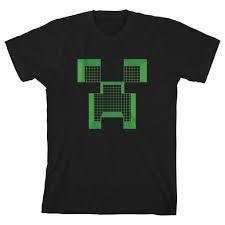 Minecraft - Creeper Face Grid Youth Black Tee