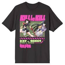 Kill La Kill - Ryuko And Satsuki With Hot Pink And Yellow Logo And Kanji Tee