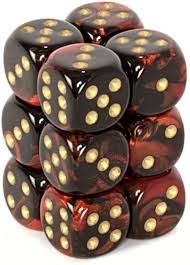 Chessex Gemini 12D6 Black-Red/Gold 16MM