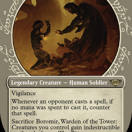Boromir, Warden of the Tower (Showcase) (Borderless) [The Lord of the Rings: Tales of Middle-earth]