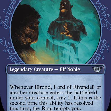 Elrond, Lord of Rivendell (Showcase) (Borderless) [The Lord of the Rings: Tales of Middle-earth] Surge Foil