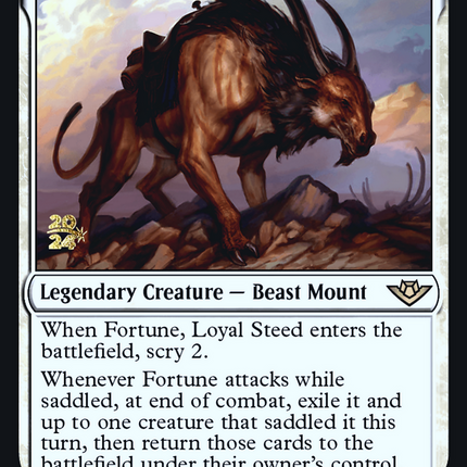 Fortune, Loyal Steed [Outlaws of Thunder Junction Promos] Prerelease Foil