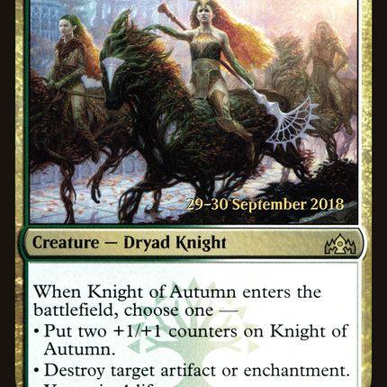 Knight of Autumn [Guilds of Ravnica Promos] Prerelease Foil