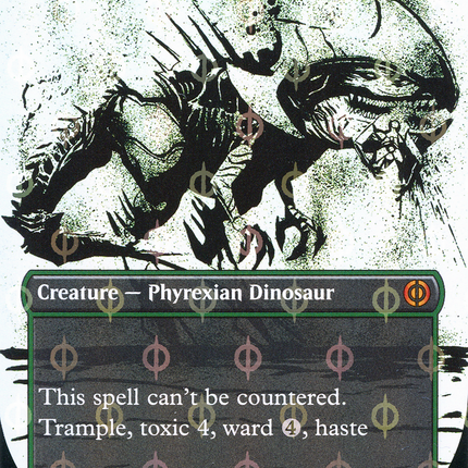 Tyrranax Rex (Showcase) (Borderless) [Phyrexia: All Will Be One] Step-and-Compleat Foil