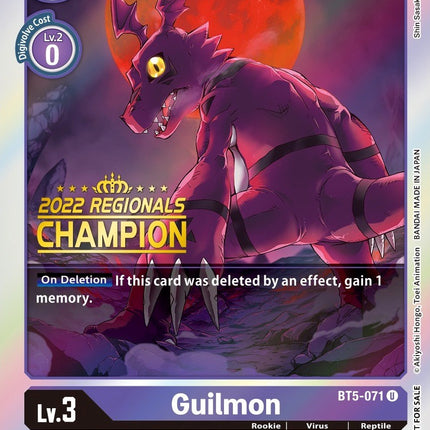 Guilmon [BT5-071] (2022 Championship Offline Regional) (Online Champion) [Battle of Omni Promos]