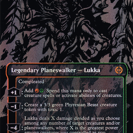 Lukka, Bound to Ruin (Borderless) [Phyrexia: All Will Be One] Oil Slick Raised Foil