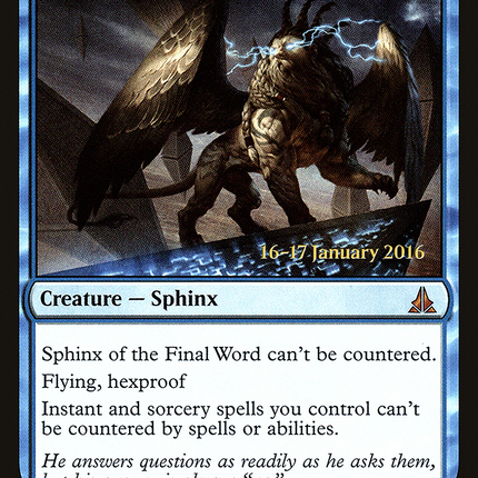 Sphinx of the Final Word [Oath of the Gatewatch Promos] Prerelease Foil
