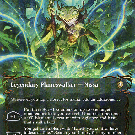 Nissa, Who Shakes the World (Borderless) [Bloomburrow Commander] Raised Foil