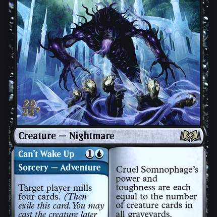 Cruel Somnophage // Can't Wake Up [Wilds of Eldraine Promos] Prerelease Foil