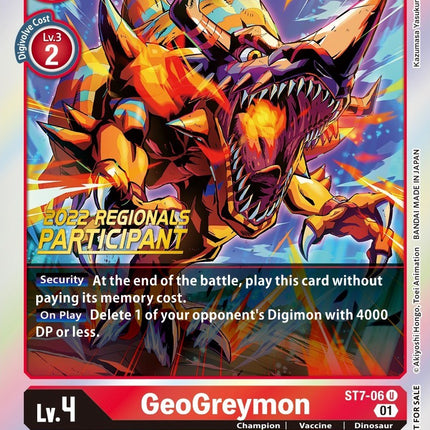 GeoGreymon [ST7-06] (2022 Championship Offline Regional) (Online Participant) [Starter Deck: Gallantmon Promos]