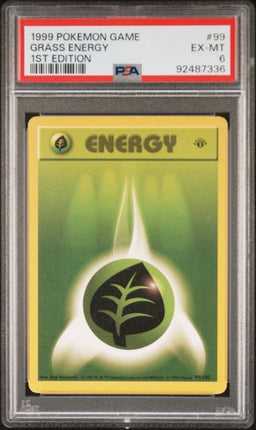 1999 Pokemon Game Grass Energy #99 1st Edition PSA EX-MT 6