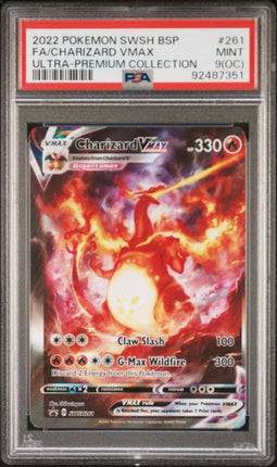 2022 Pokemon SWSH BSP FA/Charizard VMAX #261 Ultra-Premium Collection PSA MINT 9 (OC-Off Center)