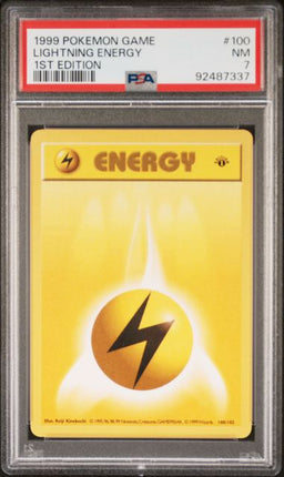 1999 Pokemon Game Lightning Energy #100 1st Edition PSA NM 7