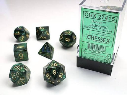 Scarab Jade/gold Polyhedral 7-Dice Set