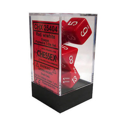 Opaque Red/white Polyhedral 7-Dice Set