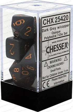 Opaque Dark Grey/Copper Polyhedral 7-Dice Set