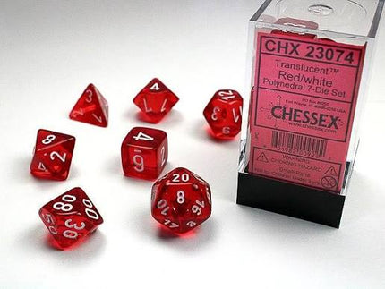 Translucent Red/white Polyhedral 7-Dice Set