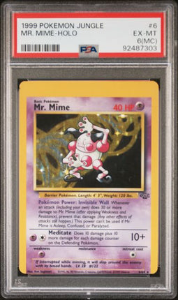1999 Pokemon Jungle Mr. Mime-Holo #6 PSA EX-MT 6 (MC-Miscut)