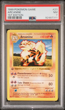 1999 Pokemon Game Arcanine #23 1st Edition PSA NM 7