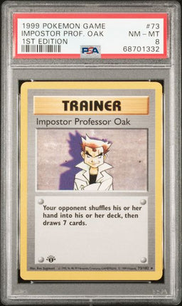 1999 Pokemon Game Imposter Professor Oak #73 1st Edition PSA NM-MT 8