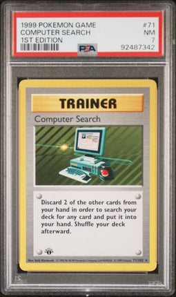 1999 Pokemon Game Computer Search #71 1st Edition PSA NM 7