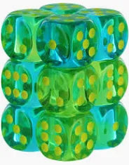 Chessex Gemini 12D6 Green-Teal/Yellow 16MM