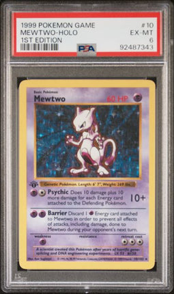 1999 Pokemon Game Mewtwo #10 1st Edition PSA EX-MT 6
