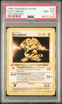 1999 Pokemon Game Electabuzz #20 1st Edition PSA NM - MT 8