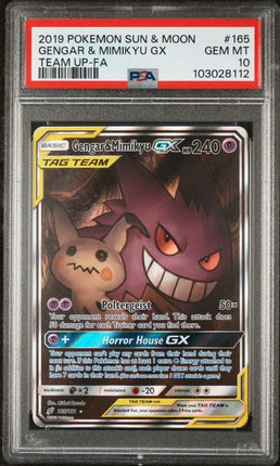 2019 Pokemon Sun & Moon Gengar & Mimikyu GX Team Up-FA PSA GEM MT 10