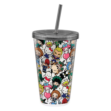SANRIO MY HERO ACADEMIA 16 OZ. ACRYLIC  CUP WITH STRAW
