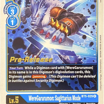 WereGarurumon: Sagittarius Mode [BT5-029] [Battle of Omni Pre-Release Promos]