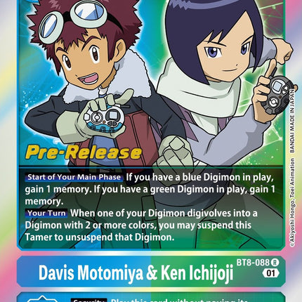 Davis Motomiya & Ken Ichijoji [BT8-088] [New Awakening Pre-Release Cards]
