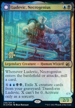 Ludevic, Necrogenius // Olag, Ludevic's Hubris [Innistrad: Midnight Hunt Promos] Prerelease Foil