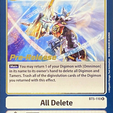 All Delete [BT5-110] [Battle of Omni Pre-Release Promos]