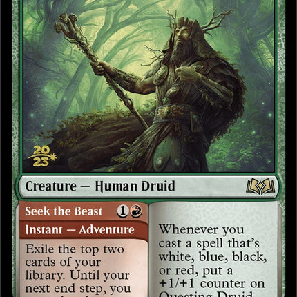Questing Druid // Seek the Beast [Wilds of Eldraine Promos] Prerelease Foil
