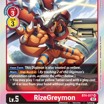 RizeGreymon [BT4-017] (Resurgence Booster Reprint) [Resurgence Booster]