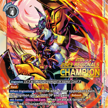 WarGreymon [BT12-070] (2023 Regionals Champion) [Across Time]
