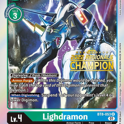 Lighdramon [BT8-053] (2022 Championship Offline Regional) (Online Champion) [New Awakening Promos]