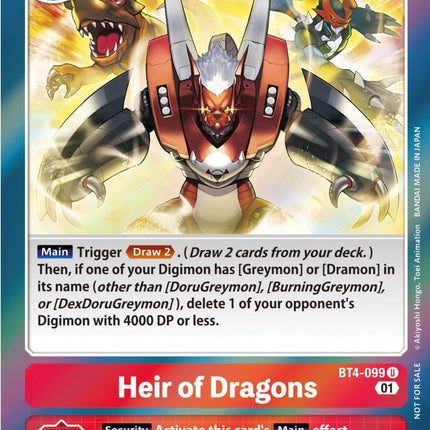 Heir of Dragons [BT4-099] (ST-11 Special Entry Pack) [Great Legend Promos]