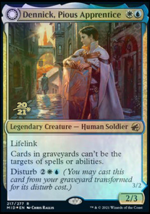 Dennick, Pious Apprentice // Dennick, Pious Apparition [Innistrad: Midnight Hunt Promos] Prerelease Foil