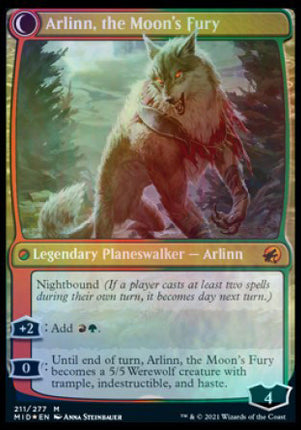 Arlinn, the Pack's Hope // Arlinn, the Moon's Fury [Innistrad: Midnight Hunt Promos] Prerelease Foil