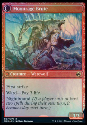 Brutal Cathar // Moonrage Brute [Innistrad: Midnight Hunt Promos] Prerelease Foil