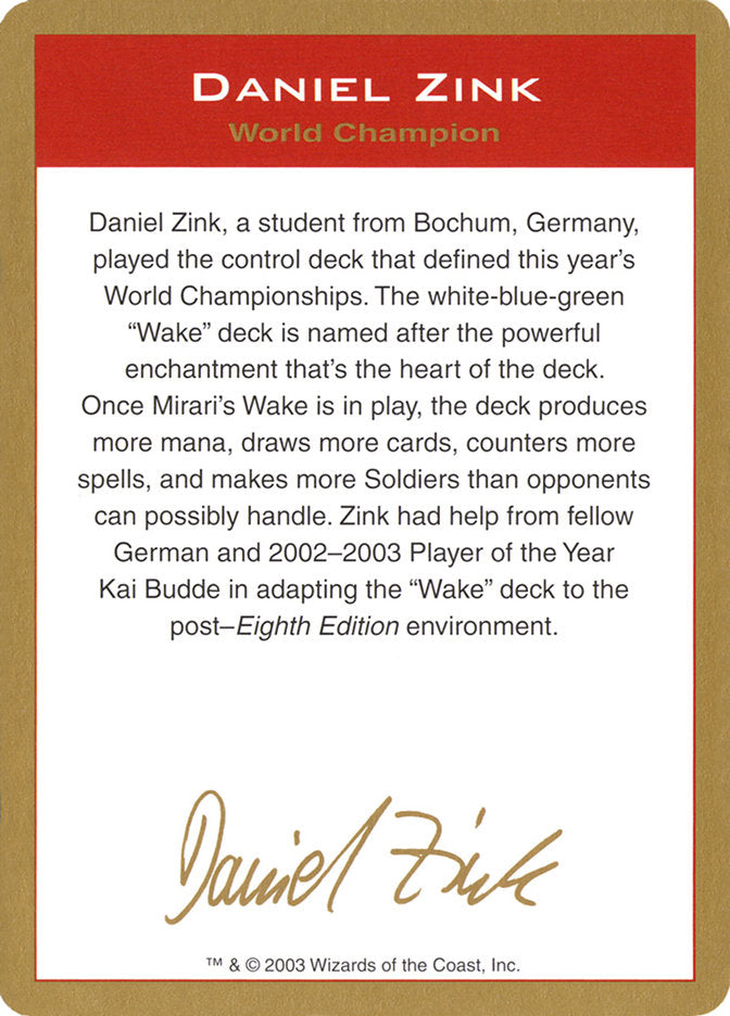 Daniel Zink Bio [World Championship Decks 2003]