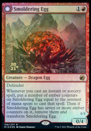 Smoldering Egg // Ashmouth Dragon [Innistrad: Midnight Hunt Promos] Prerelease Foil