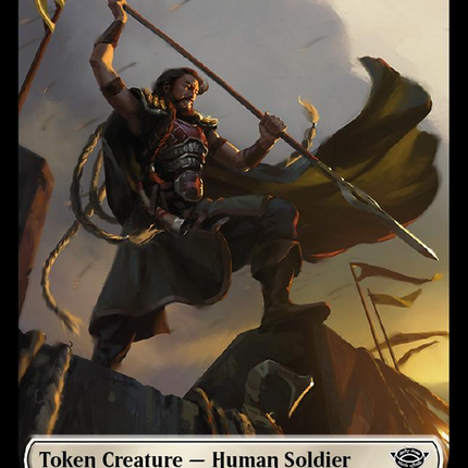 Human Soldier (0015) // Food (0024) Double-Sided Token (Surge Foil) [The Lord of the Rings: Tales of Middle-Earth Tokens]