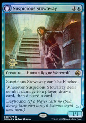Suspicious Stowaway // Seafaring Werewolf [Innistrad: Midnight Hunt Promos] Prerelease Foil